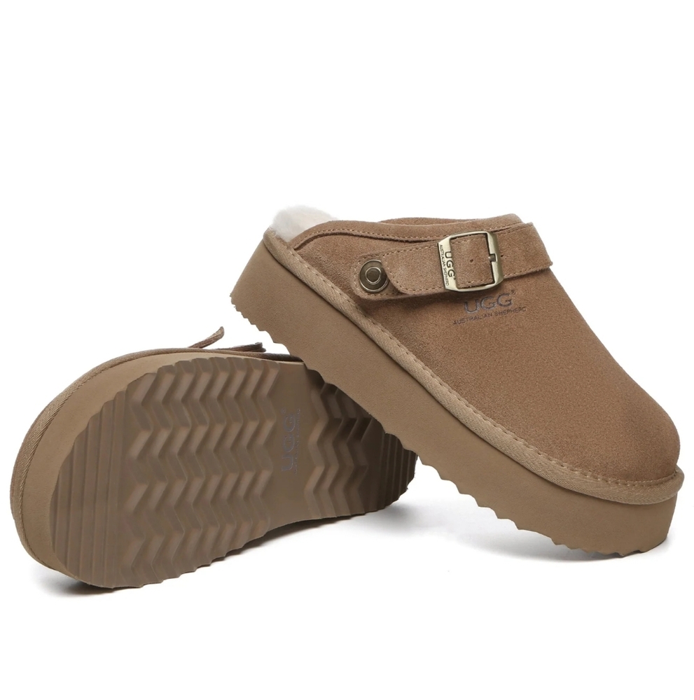 NWT UGG Sady Buckle Strap Platform Slipper